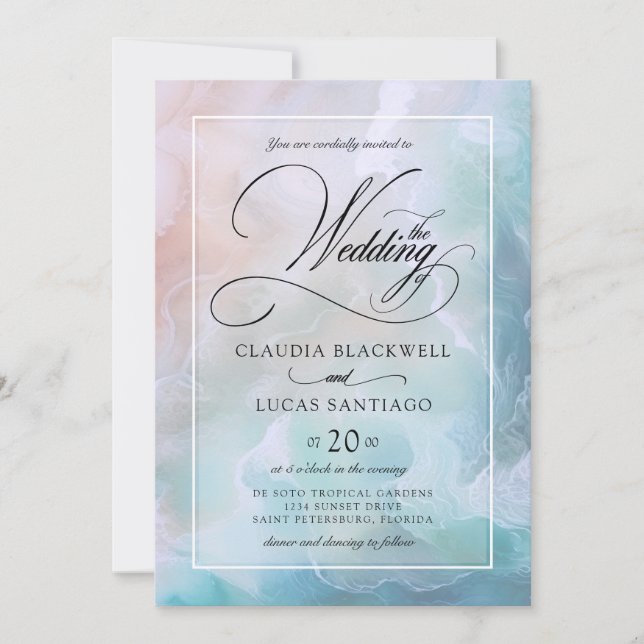 Beach Waves Coastal Wedding Invitation (Front)