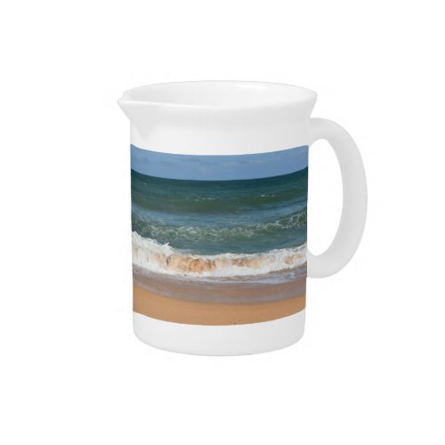 Beach Waves Crashing On Shoreline Seascape Beverage Pitcher