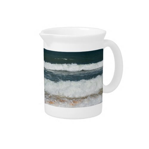 Beach Waves Crashing On Shoreline Seascape Beverage Pitcher