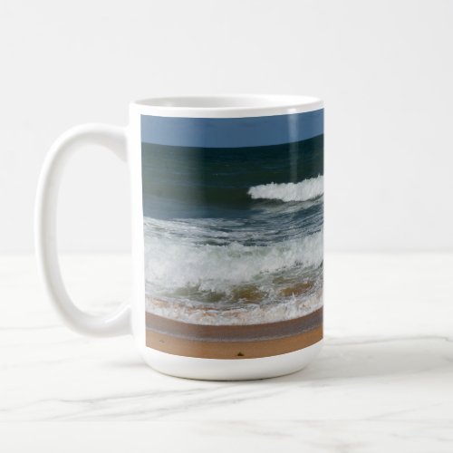 Beach Waves Crashing On Shoreline Seascape Coffee Mug