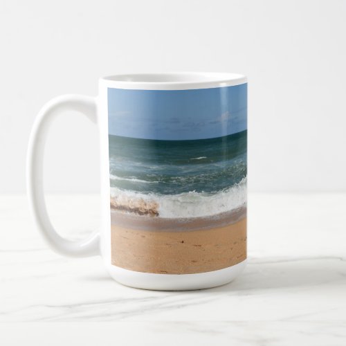 Beach Waves Crashing On Shoreline Seascape Coffee Mug