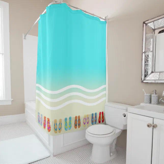 Beach Waves Flip Flops Shower Curtain Zazzle