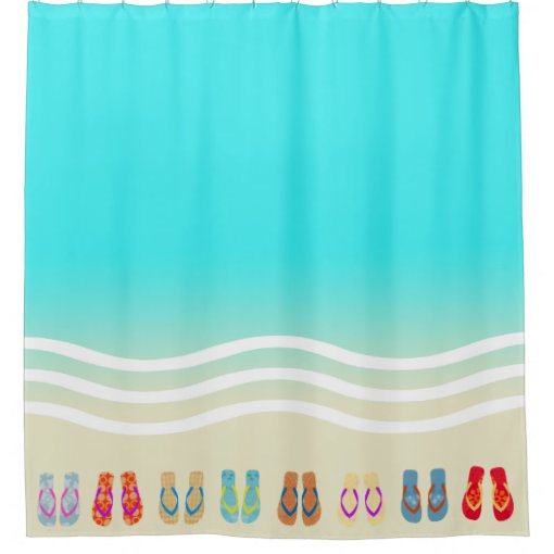 Beach Waves Flip Flops Shower Curtain Zazzle