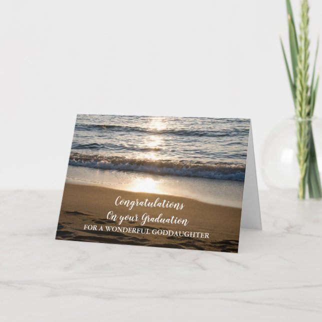 Beach Waves Goddaughter Congratulations Graduation Card (Front)