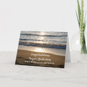 Beach Waves Grandson Congratulations Graduation Card