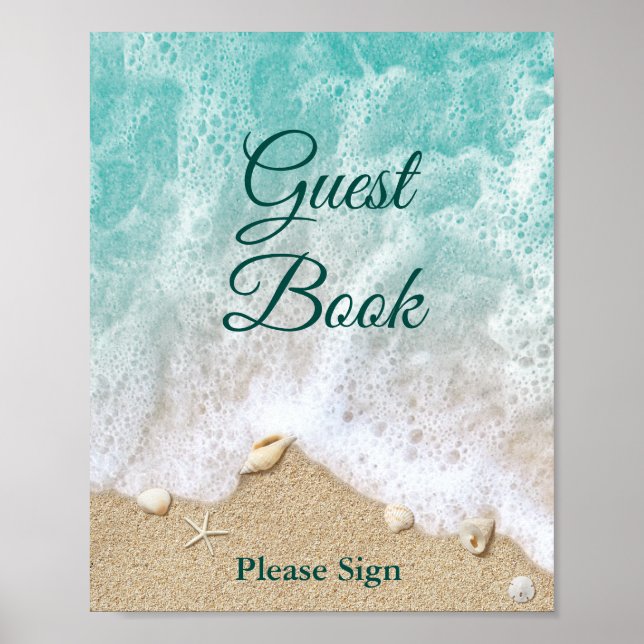 Beach Waves Guest Book Poster (Front)