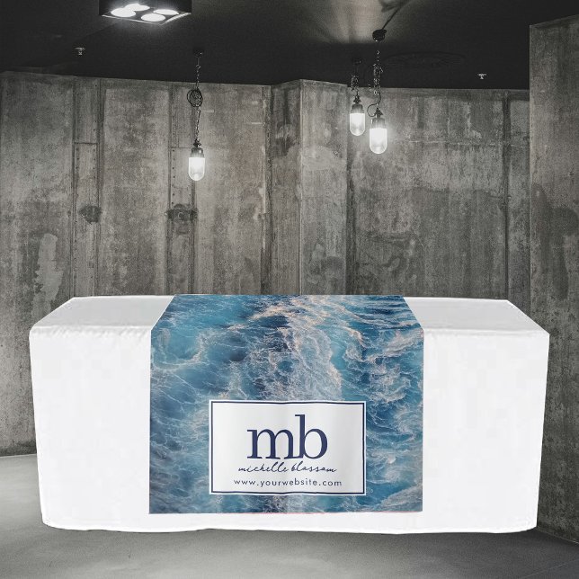 Beach Waves Logo Business Table Runner Banner Tapestry (Beach Waves Logo Business Table Runner Banner Tapestry)
