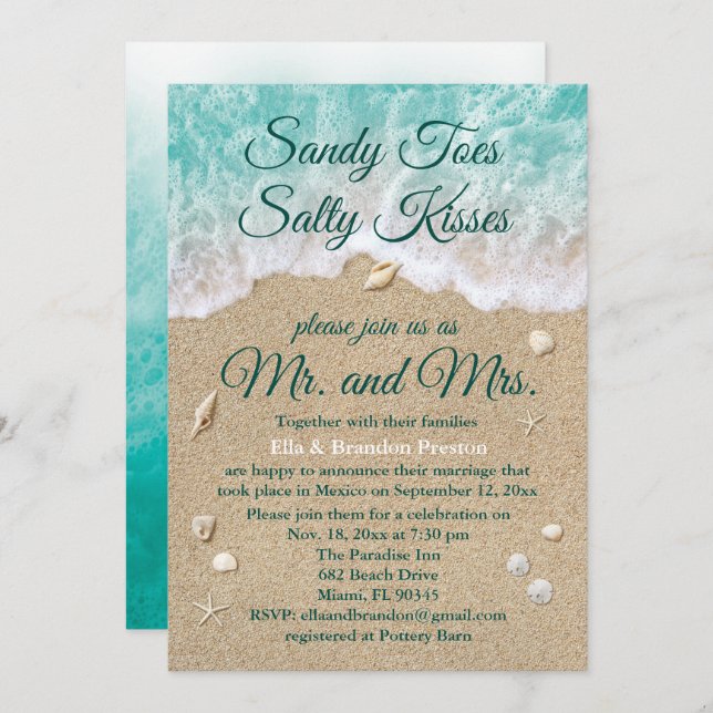 Beach Waves Post Wedding Reception Card (Front/Back)