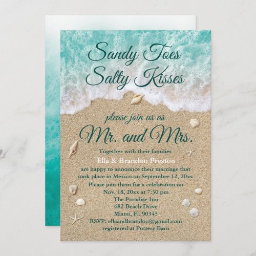 Beach Waves Post Wedding Reception Card