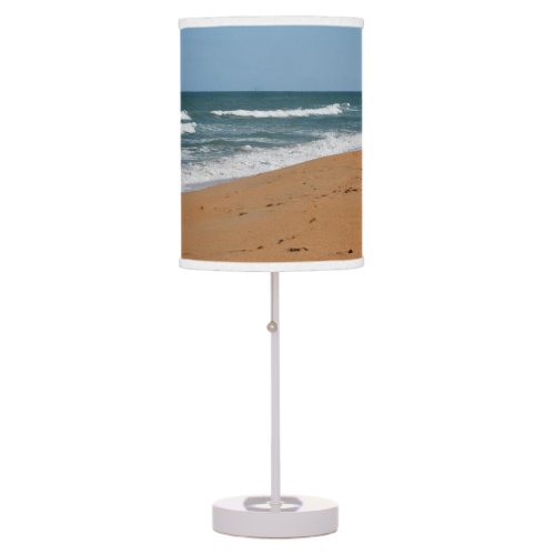 Beach Waves Sand Seashore Ocean Seascape Blue Sky Table Lamp