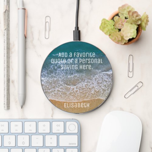 Beach Waves Sand Shore Personalize Wireless Charger