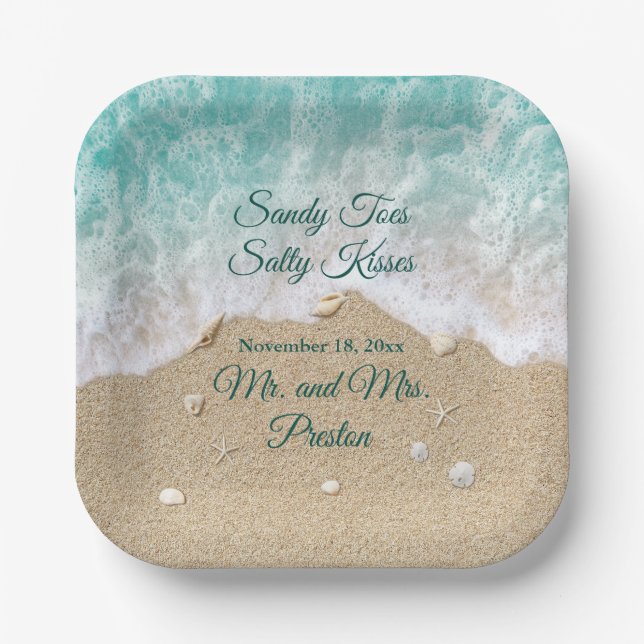 Beach Waves Sandy Toes Paper Plates (Front)