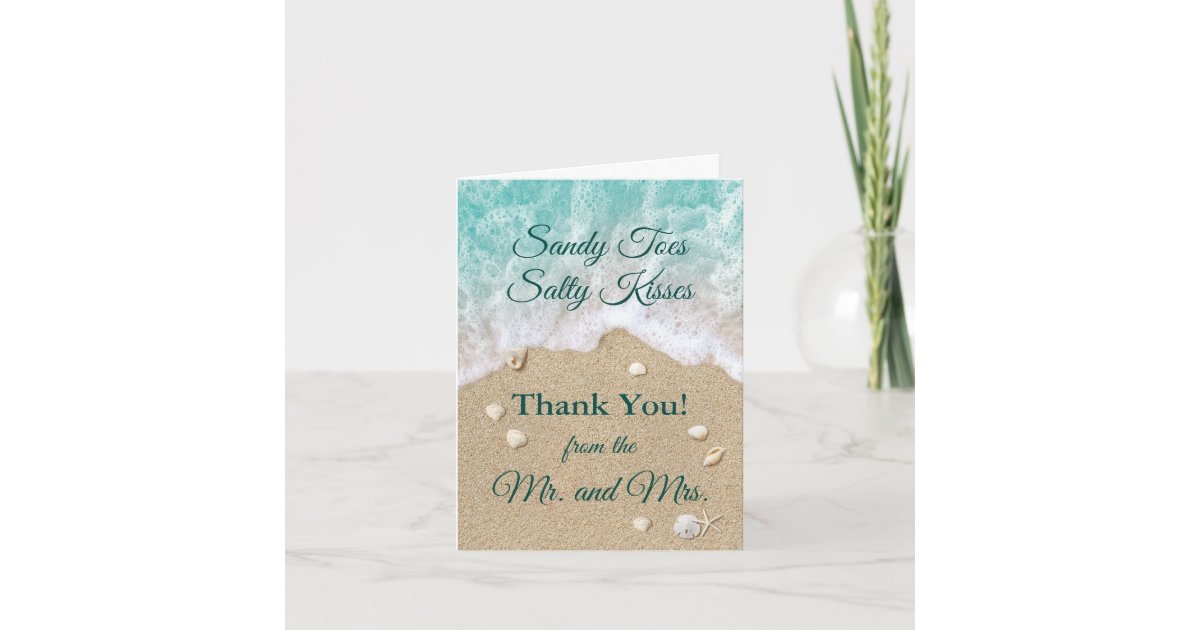 Sandy Beach /& Shells Personalised Party Thank You Cards