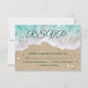 Beach Waves Sandy Toes Salty Kisses Mrs & Mrs RSVP Card