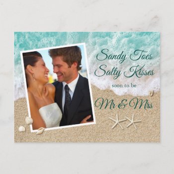 Beach Waves Sandy Toes Salty Kisses Photo Postcard by prettyfancyinvites at Zazzle