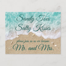 Save the Date tags Invitation & envelope/twine Sandy toes & Salty kisses-ABROAD 