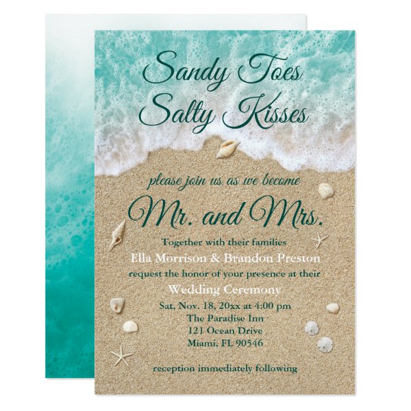 256498522707697972 Beach Waves Sandy Toes Salty Kisses Wedding Invite