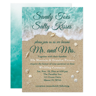 Beach Waves Sandy Toes Salty Kisses Wedding Invite