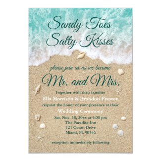 Beach Waves Sandy Toes Salty Kisses Wedding Invite