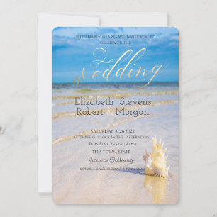 Beach Waves Seashell Wedding Invitation