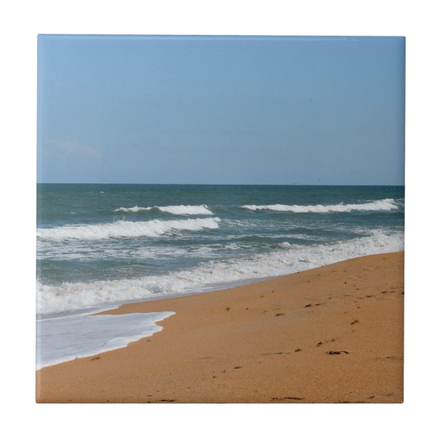 Beach Waves Seashore Seascape Ceramic Tile (Front)