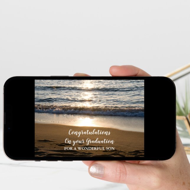 Beach Waves Son Congratulations Graduation Card (Front Digital)