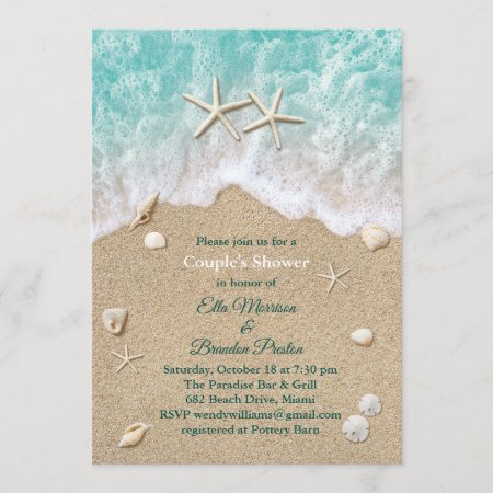 Beach Waves & Starfish Couple's Shower Invitation