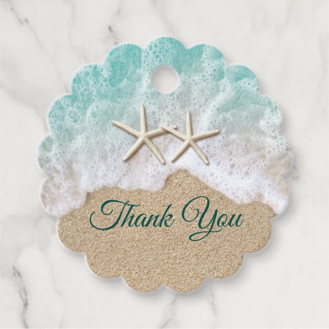 Beach Waves & Starfish Favor Tags (Front)