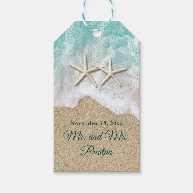 Beach Waves & Starfish Gift Tags (Front)