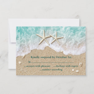 Beach Waves & Starfish RSVP Card