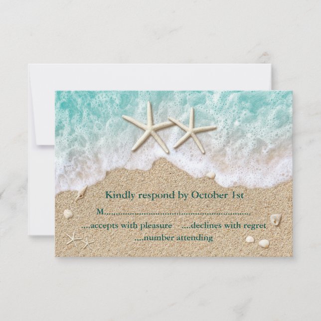 Beach Waves & Starfish RSVP Card (Front)