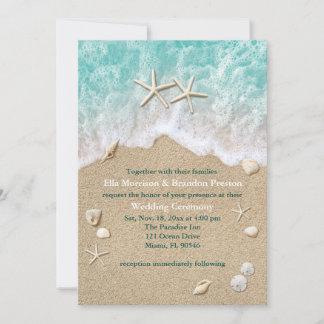 Beach Waves & Starfish Wedding Invitation