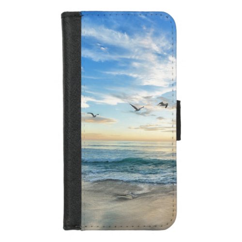 Beach waves sunset ocean iPhone 87 wallet case