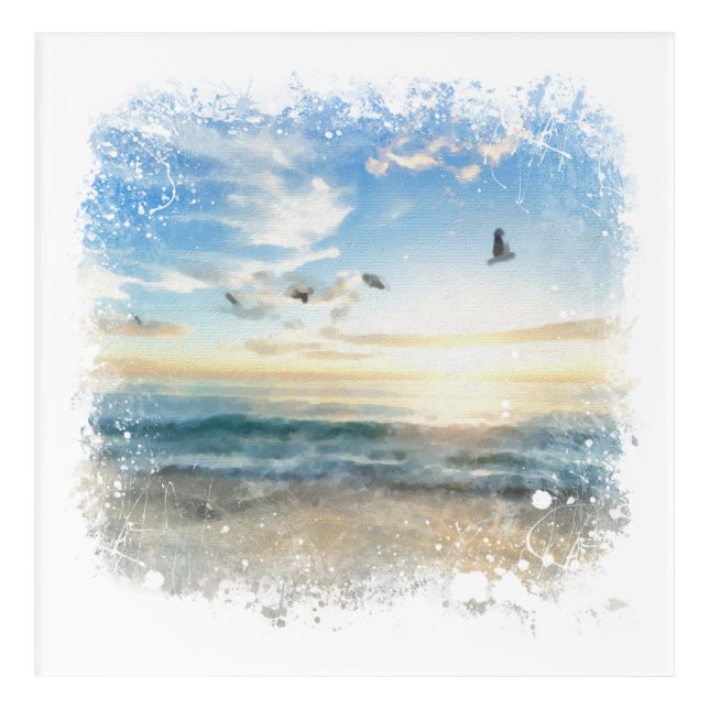 *~* Beach Waves Sunset Sunrise  AR7  Acrylic Print (Front)