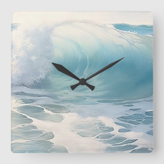 Beach  Waves theme Painting  Square Wall Clock (Front)