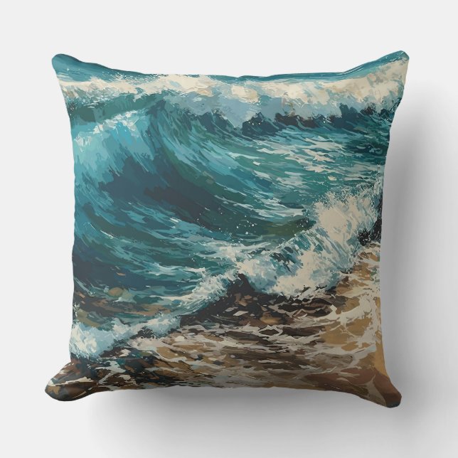 Beach waves  throw pillow (Front)