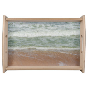 Beach Waves Tropical Summer Vacation Home Coastal  Serving Tray