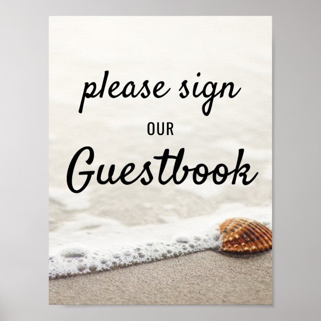 Beach Waves Wedding Guestbook Sign (Front)