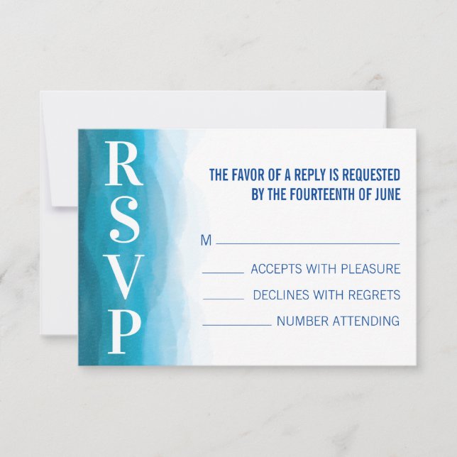 Beach Waves Wedding Invitation Response RSVP Card (Front)
