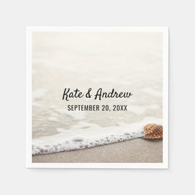 Beach Waves Wedding Napkins (Front)