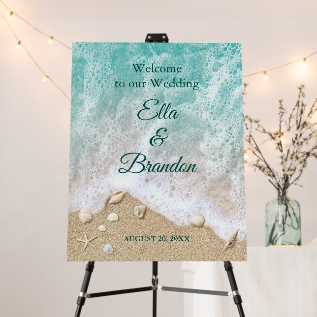 Beach Waves Wedding Poster Board  (In Situ (Stand))