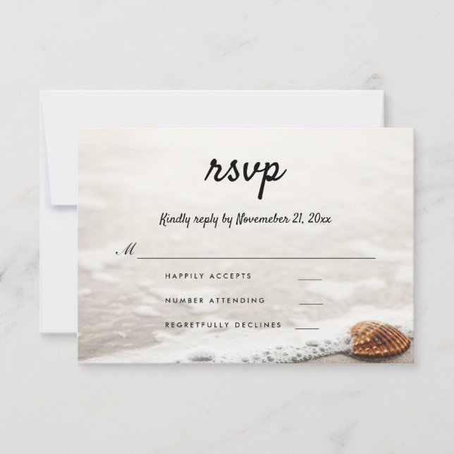 Beach Waves Wedding RSVP (Front)