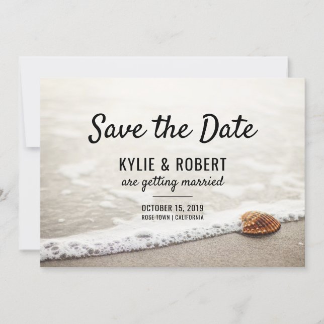 Beach Waves Wedding Save The Date Invitation (Front)