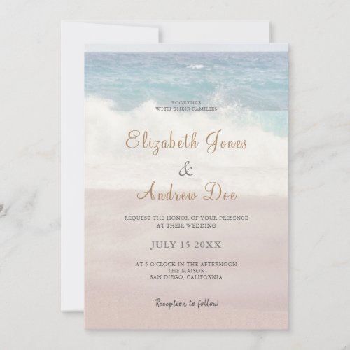 Beach Waves Wedding Seaside Ocean Wedding Invitation