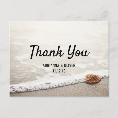 Beach Waves Wedding Thank You Postcard