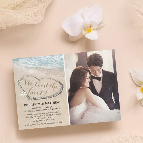 Beach We Eloped  We tied the Knot Photo Invitation