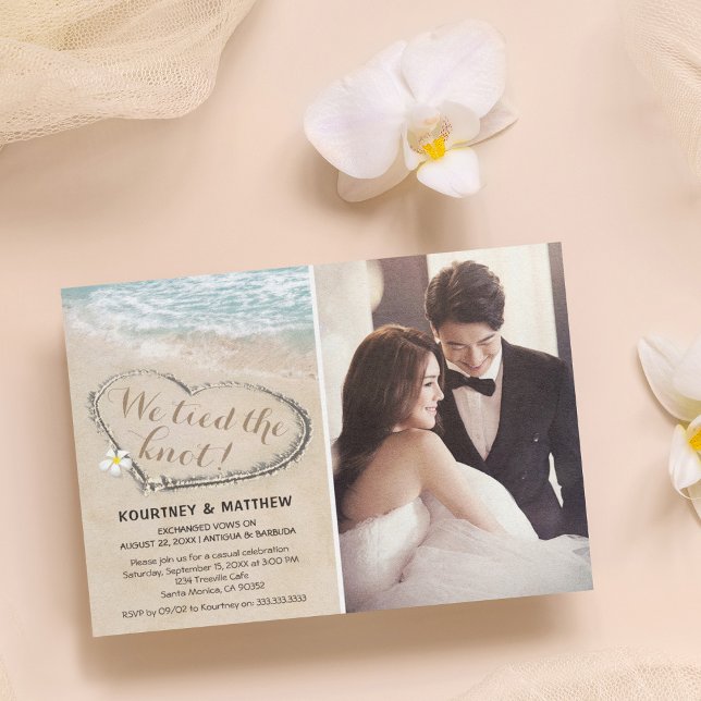 Beach We Eloped | We tied the Knot Photo Invitation (Creator Uploaded)