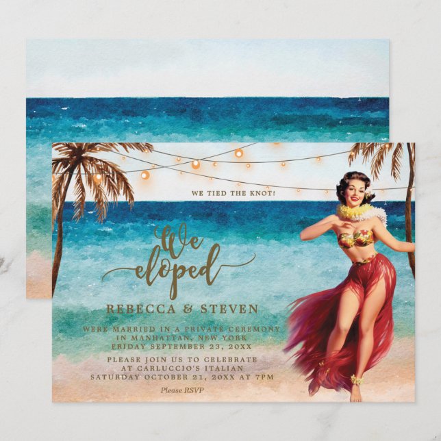beach we tied the knot we eloped invitation (Front/Back)
