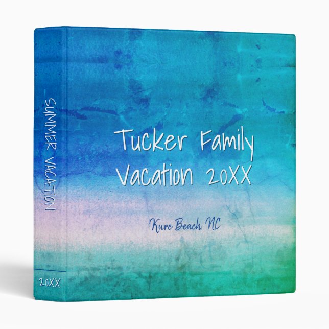 Beach Weathered Summer Family Vacation 3 Ring Binder (Front/Spine)