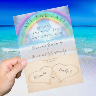Beach Wedding 2 Hearts in the Sand wedding Invitat Invitation